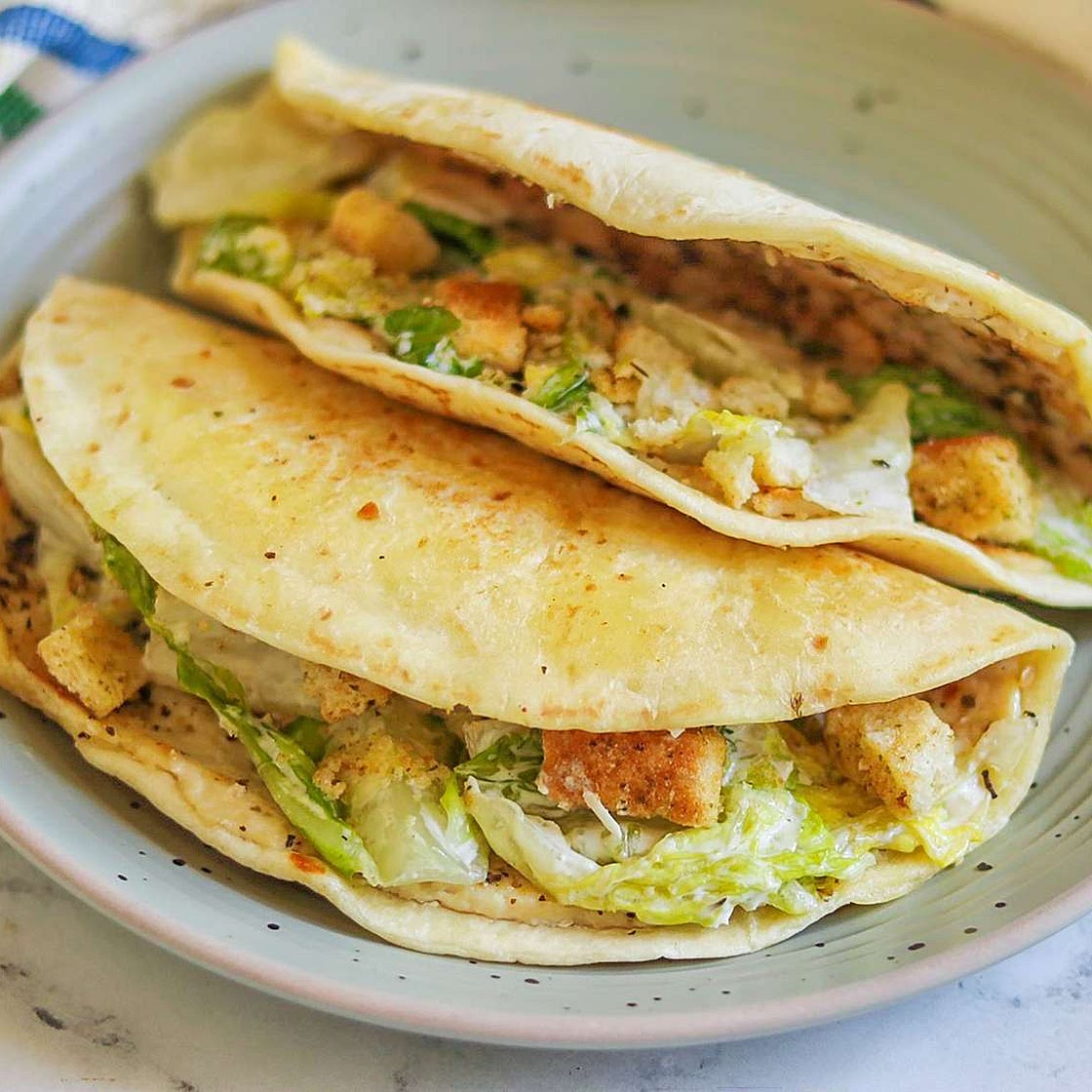 Chicken Caesar Smashed Tacos