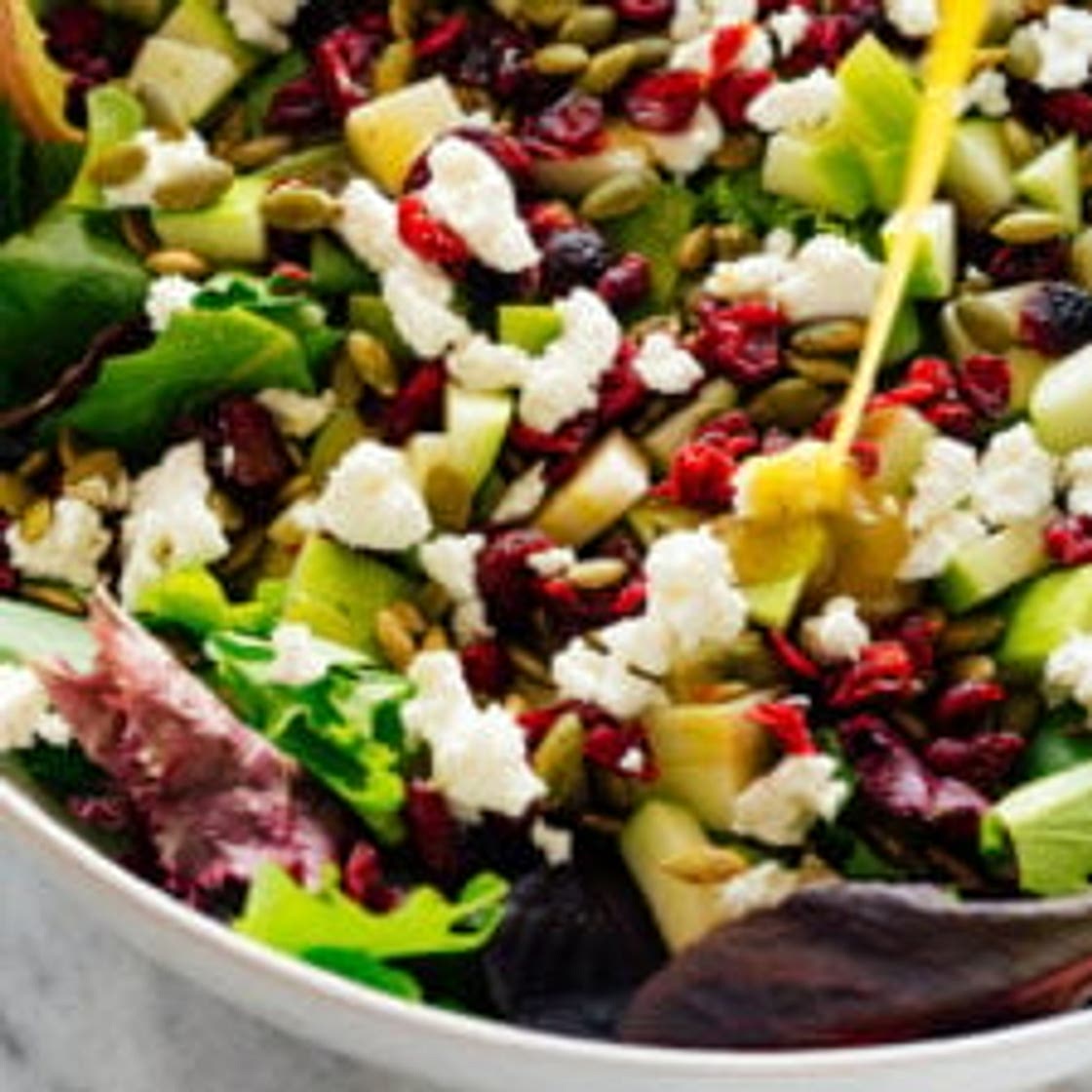 Favorite Green Salad with Apples, Cranberries and Pepitas