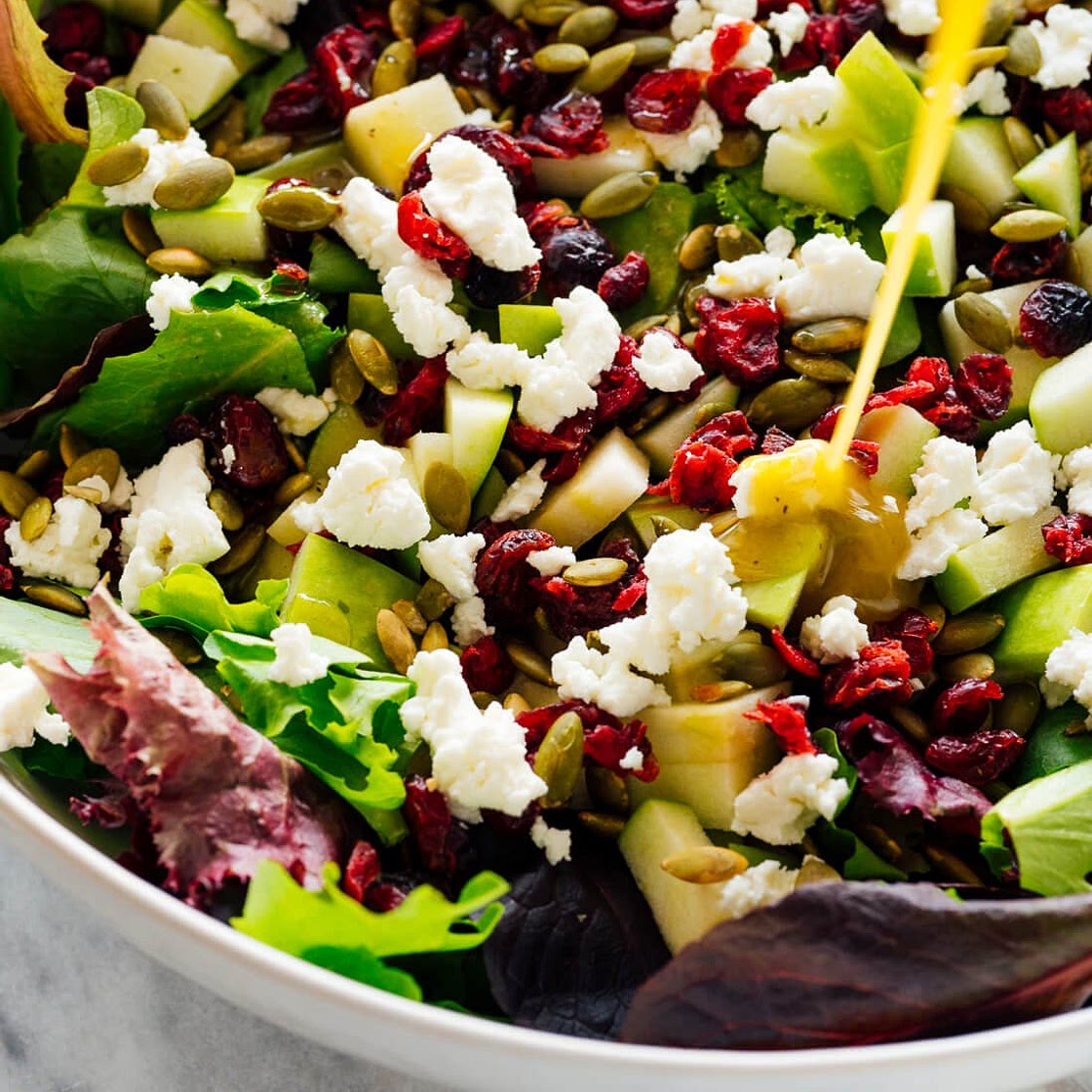 Favorite Green Salad with Apples, Cranberries and Pepitas