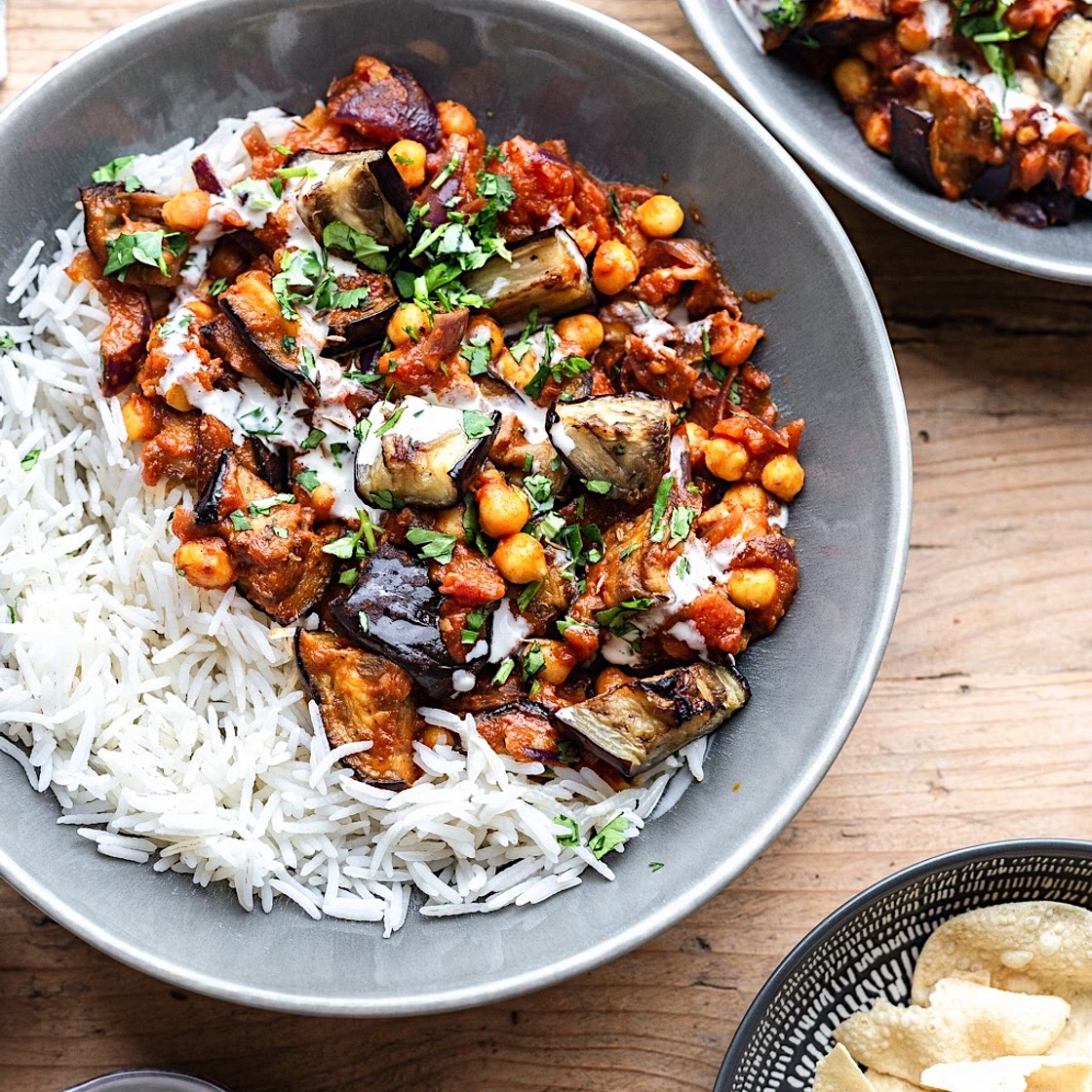 Vegan Roasted Aubergine and Chickpea Curry