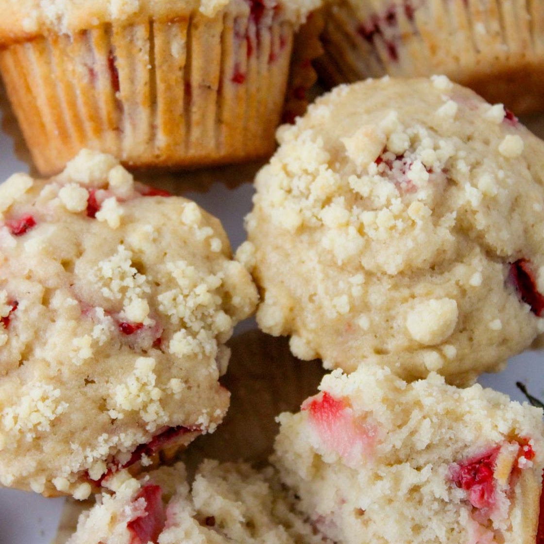 Vegan Strawberry Muffins with Crumble Topping