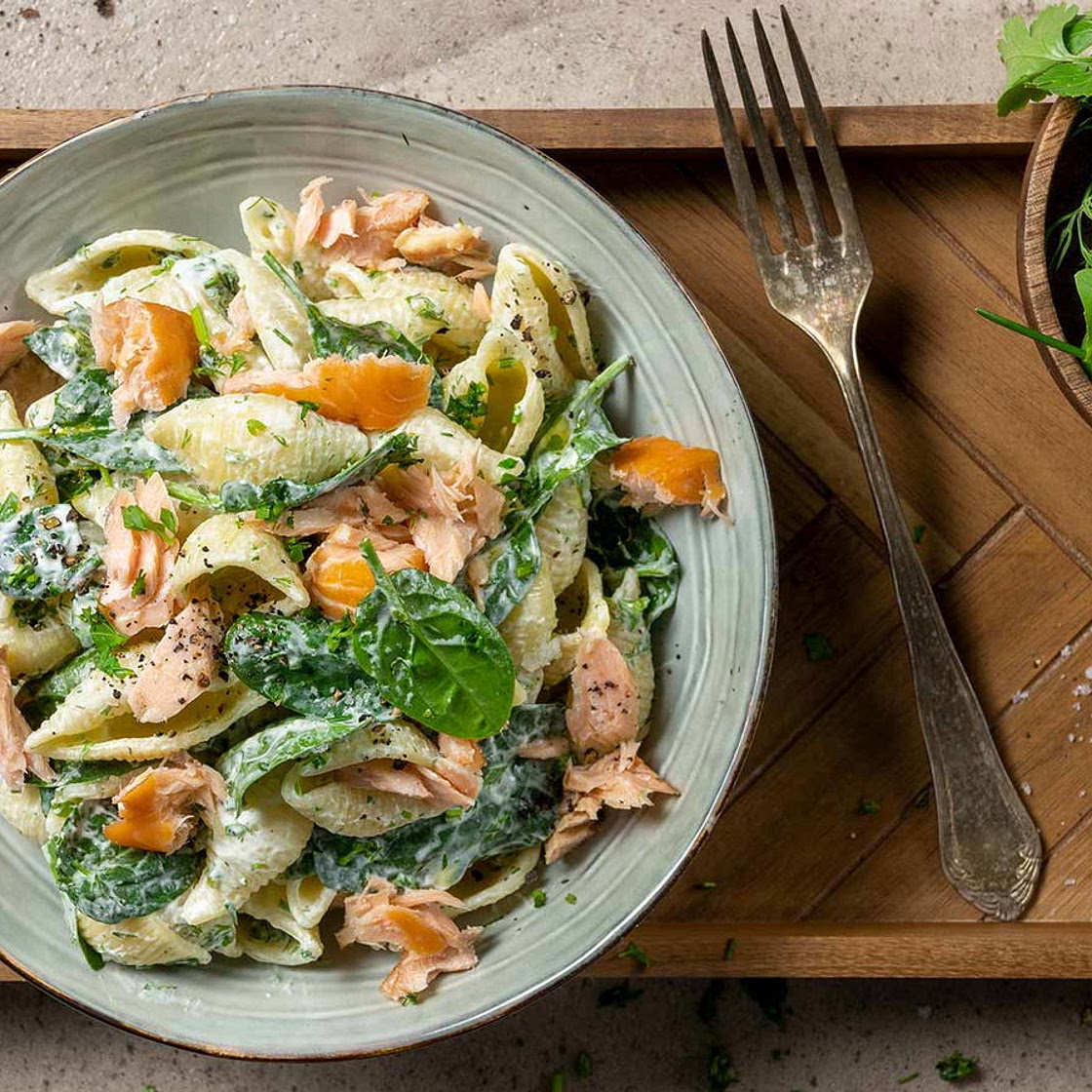 Salmon Pasta Salad with Lemon-Herb Dressing