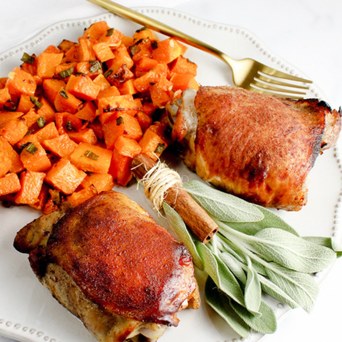 Sheet Pan Cinnamon Roasted Chicken with Butternut and Sage