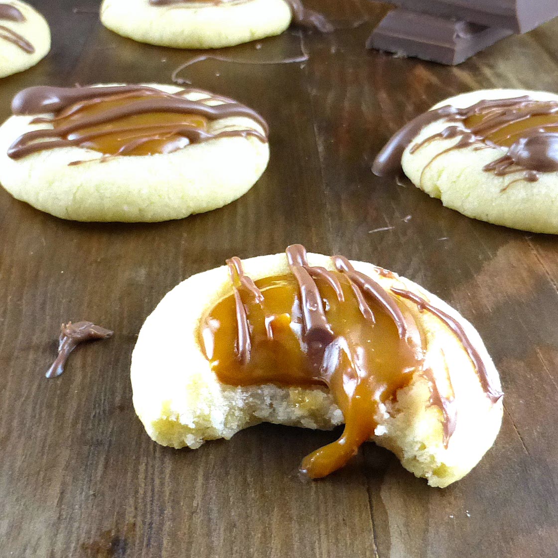 Spelt Caramel Thumbprint Cookies
