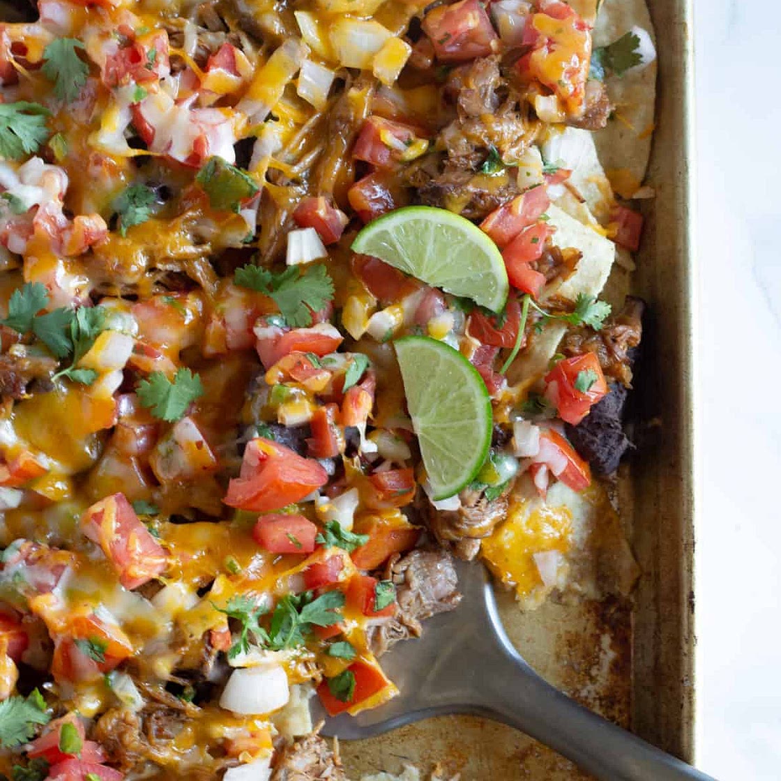 Sweet Pork Sheet Pan Nachos