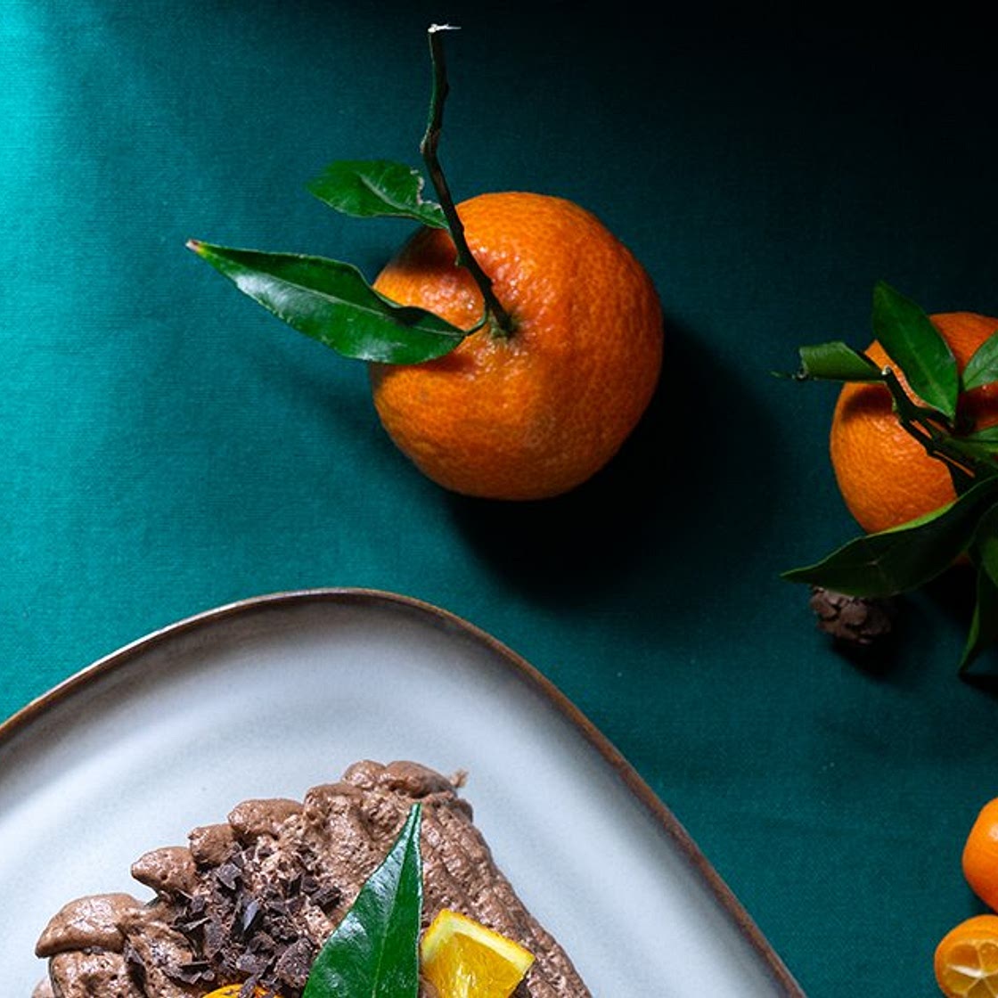 Bûche de Noël au chocolat noir et clémentines