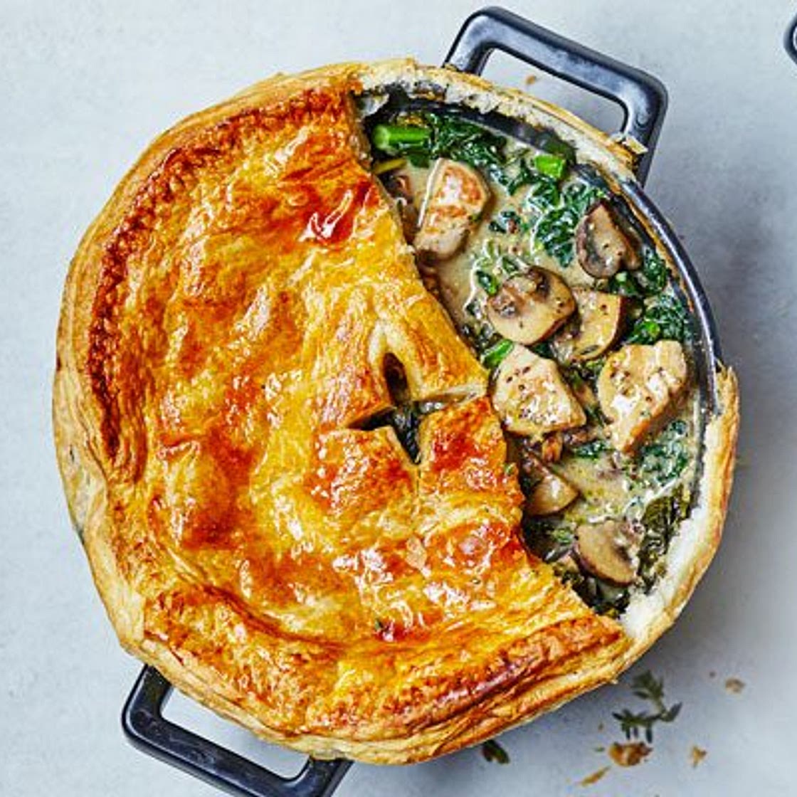 Chicken, kale & mushroom pot pie