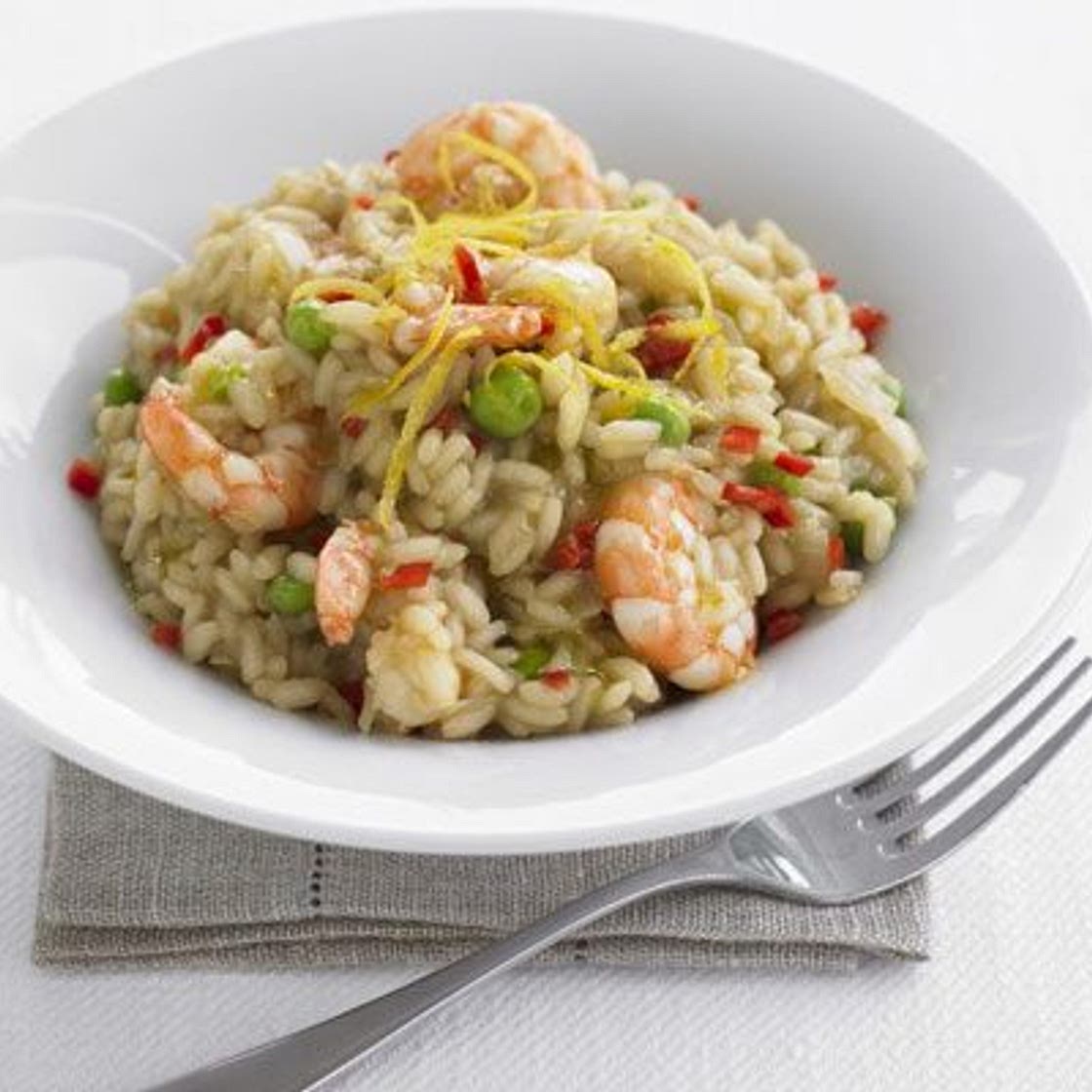Lemony prawn & pea risotto