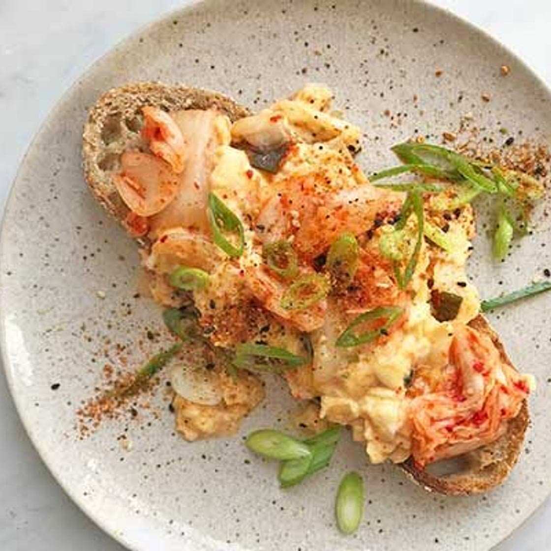 Kimchi scrambled eggs