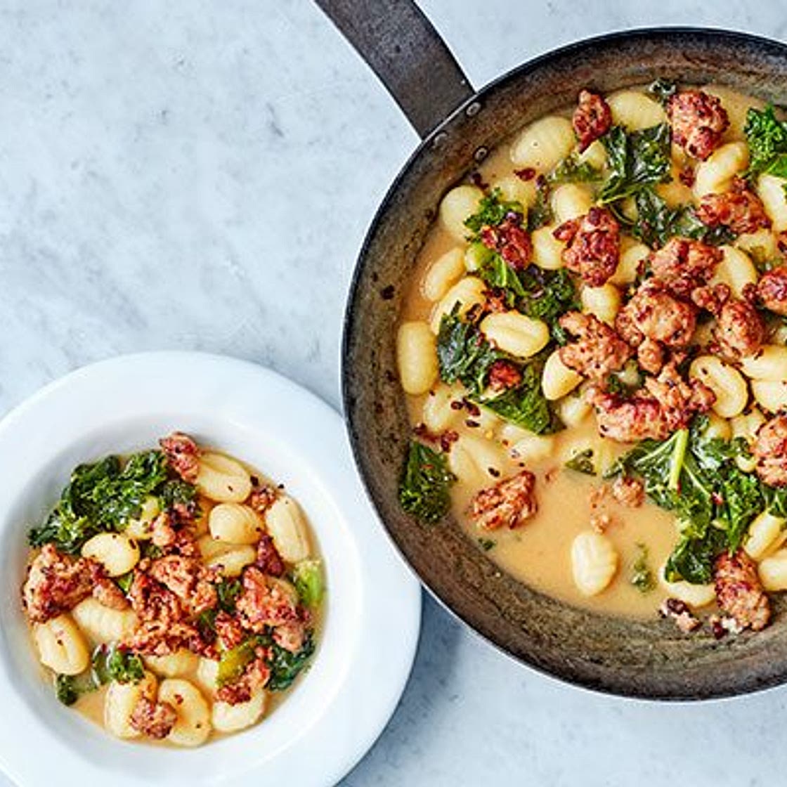 Sausage, kale & gnocchi one-pot