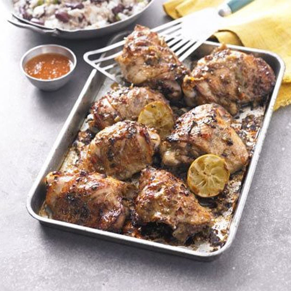 Jerk chicken with rice & peas