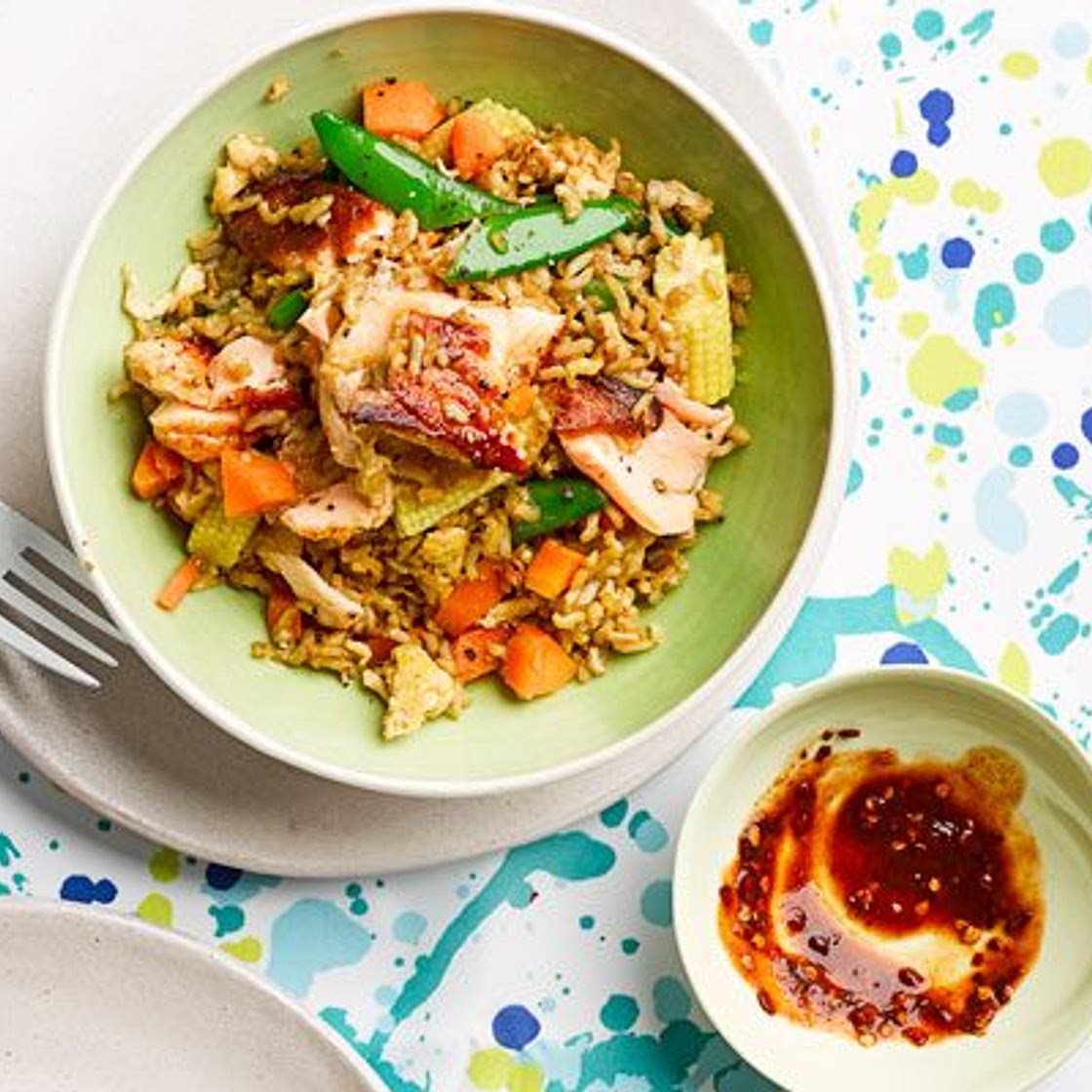 Salmon egg-fried rice