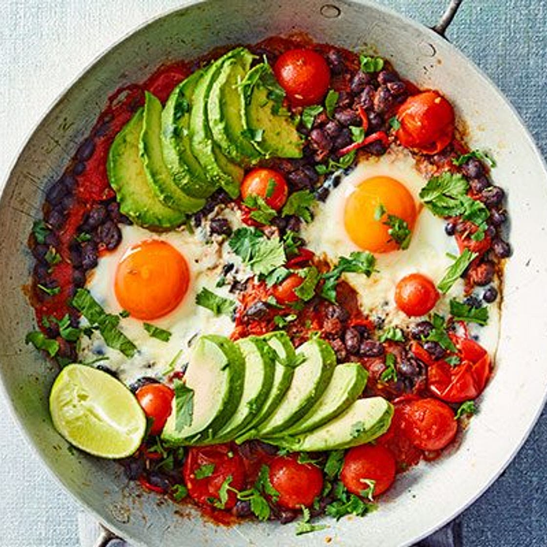 Avocado & black bean eggs