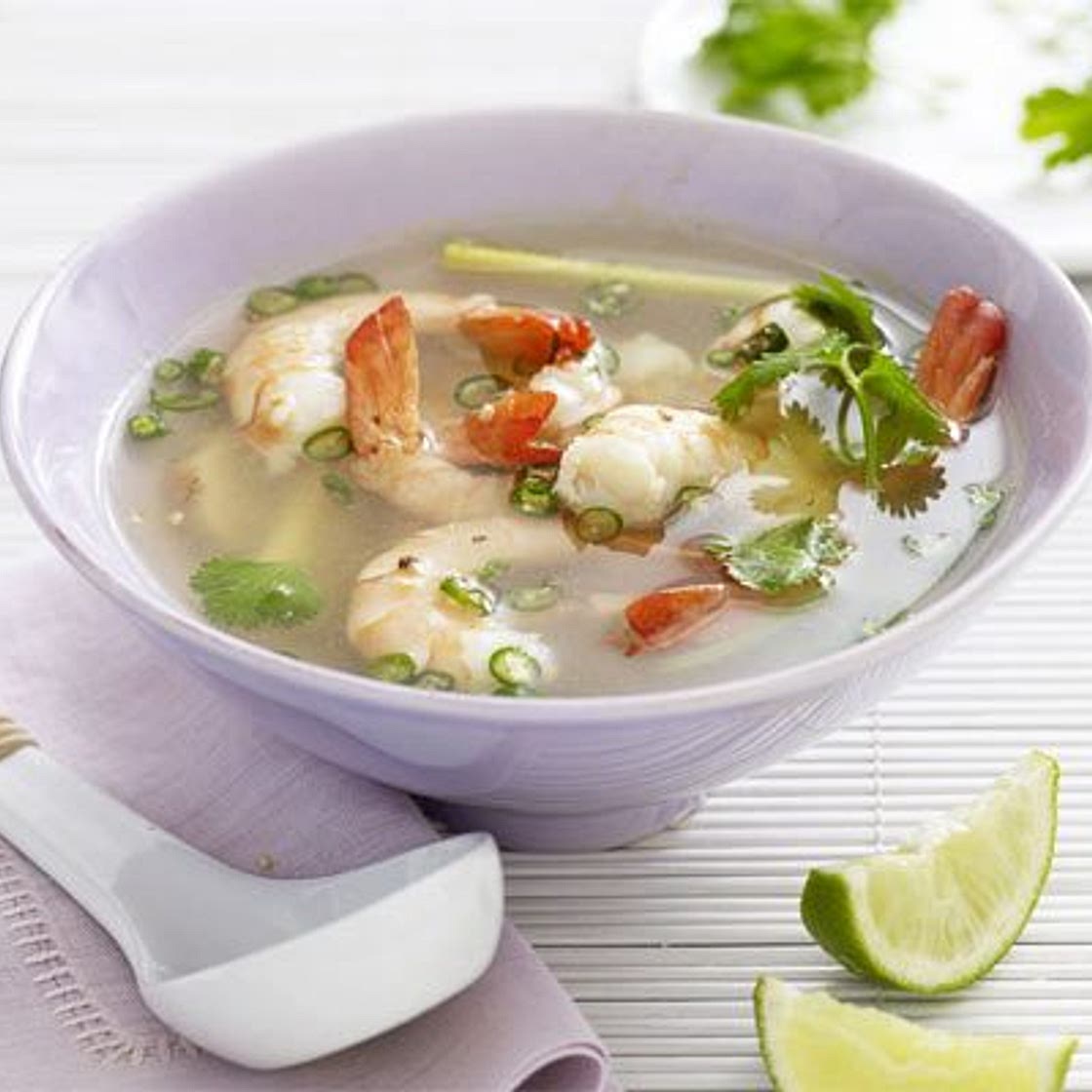 Tom yum (hot & sour) soup with prawns