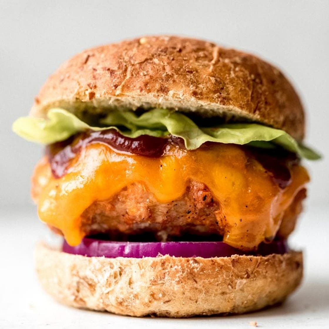 Sweet Potato Cheddar BBQ Chicken Burgers