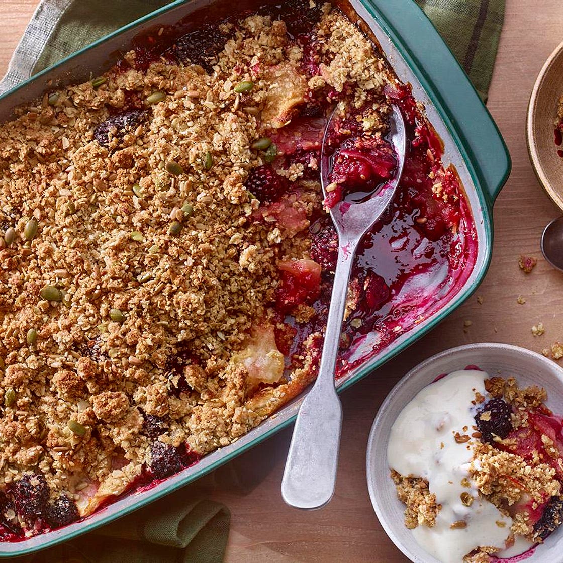 Apple and blackberry crumble