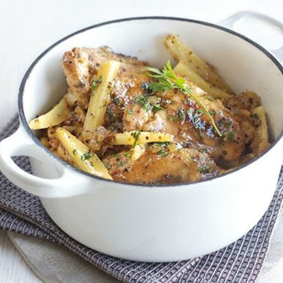 Honey mustard chicken pot with parsnips