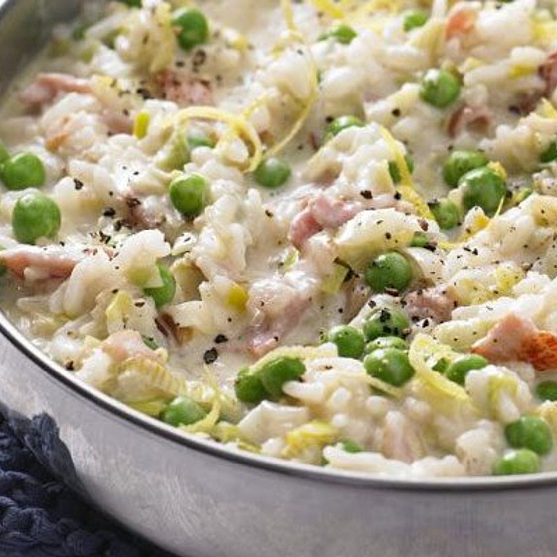 Oven-baked leek & bacon risotto