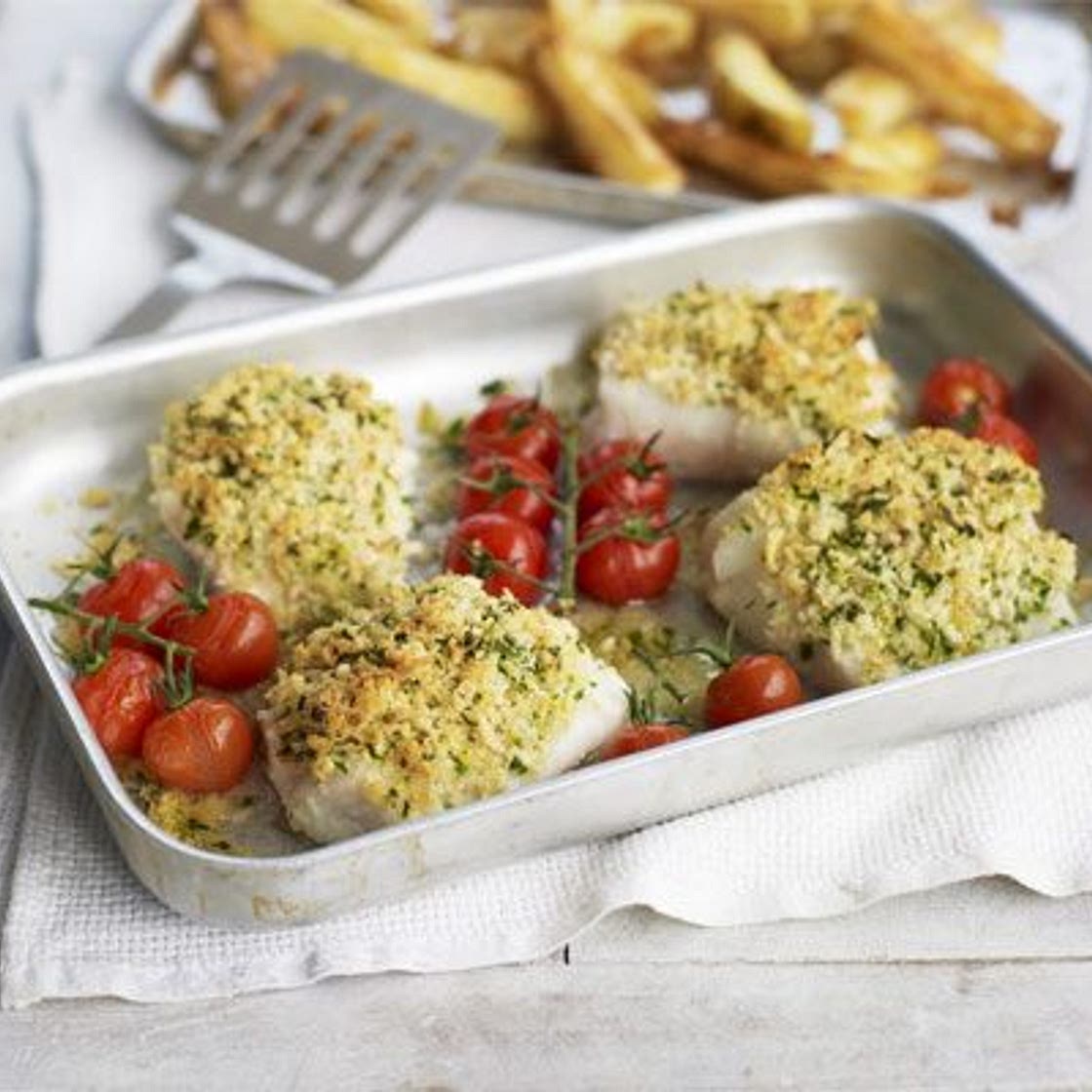 Oven-baked fish & chips