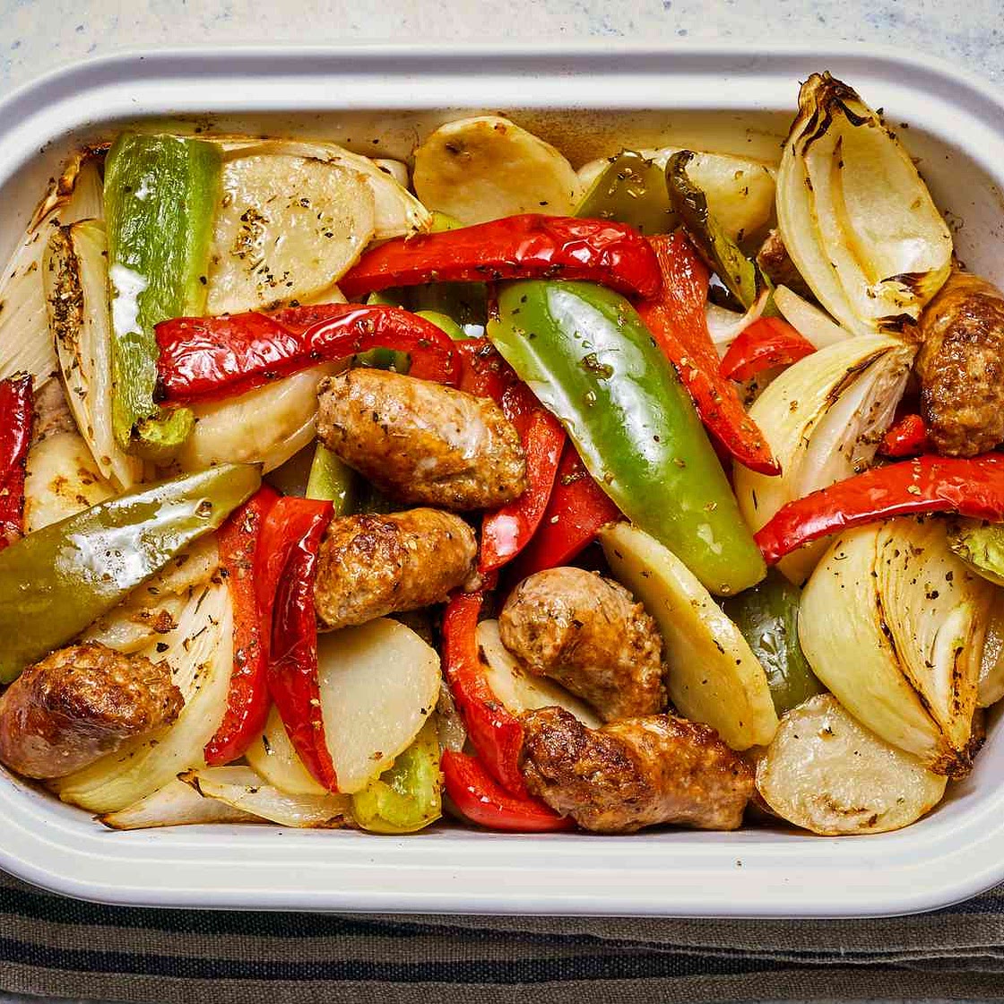 Sausage, Peppers, Onions, and Potato Bake