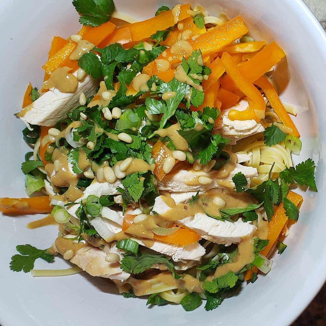 Chicken Noodle Salad with Peanut-Ginger Dressing
