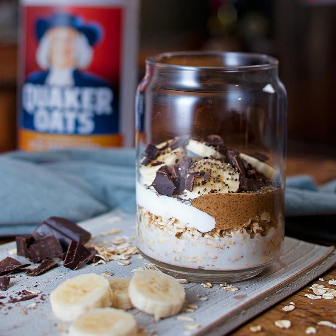 Chocolate Almond Banana Overnight Oats