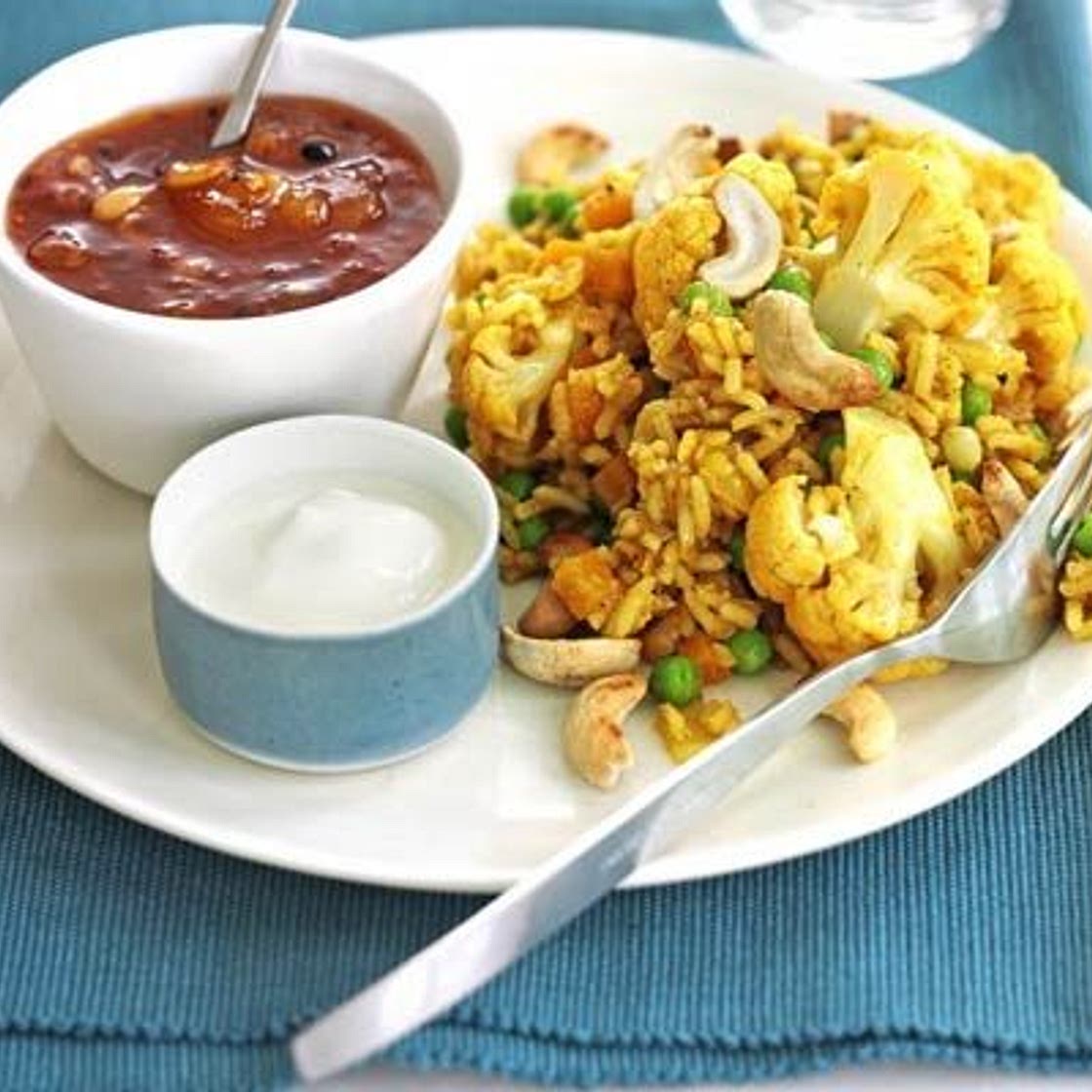 Spiced rice & lentils with cauliflower