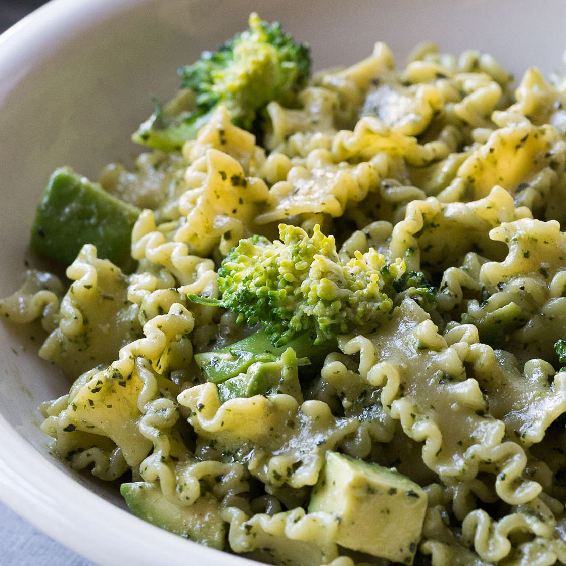 Vegan Pesto Pasta with Broccoli and Avocado