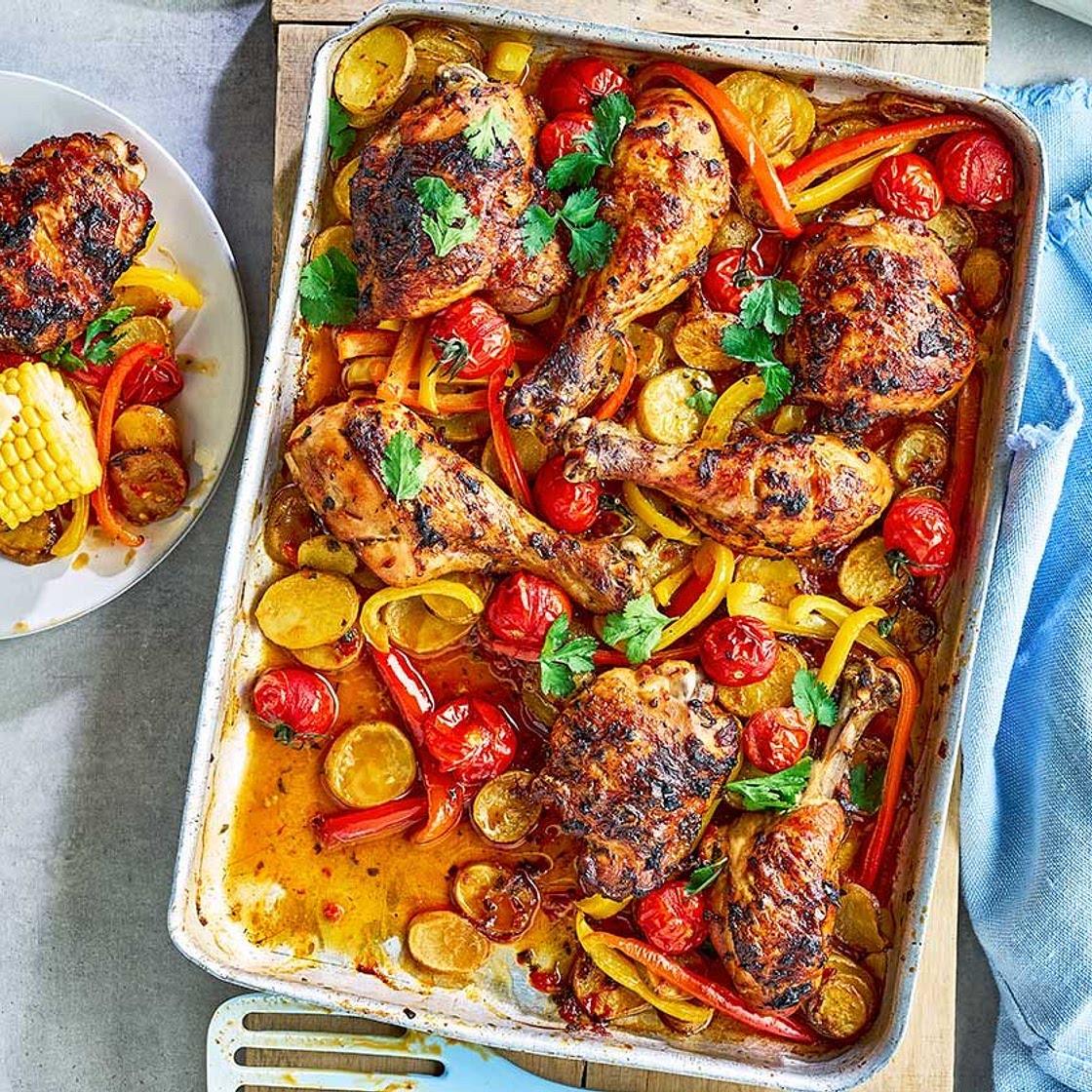 One-pan piri piri chicken dinner