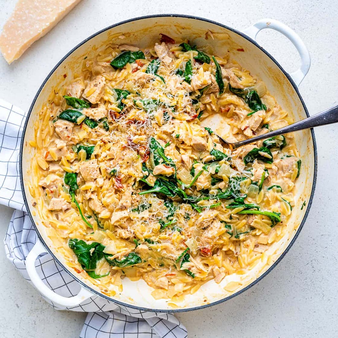 One-pot Leftover Turkey Orzo Pasta
