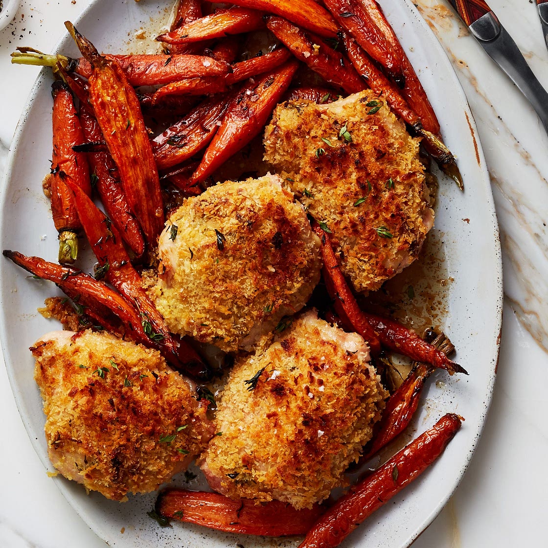 Panko-Crusted Roast Chicken Thighs With Mustard and Thyme