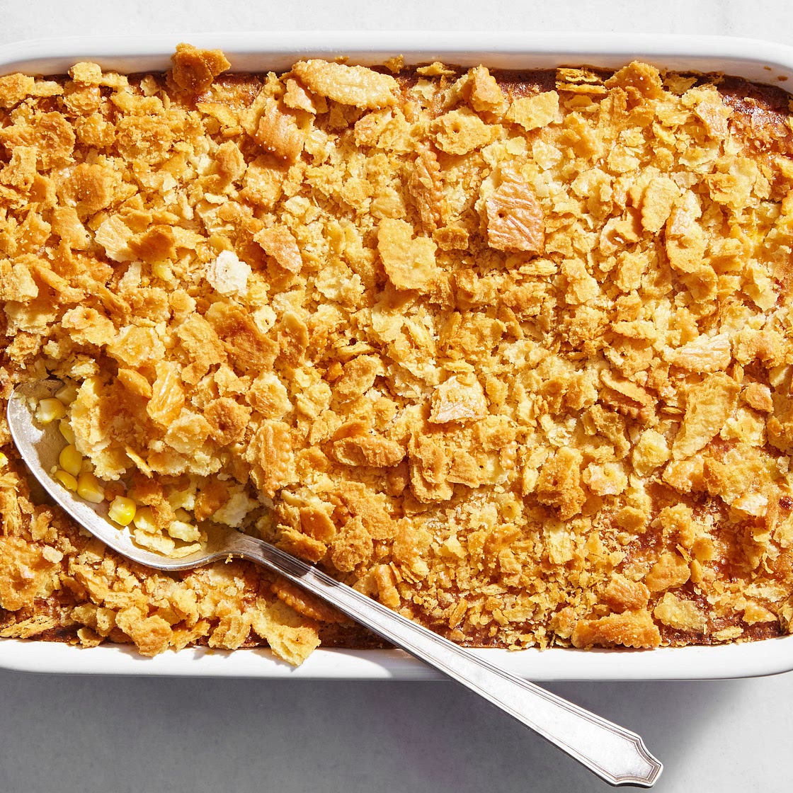 Cheesy Corn Casserole With Crunchy Cracker Topping