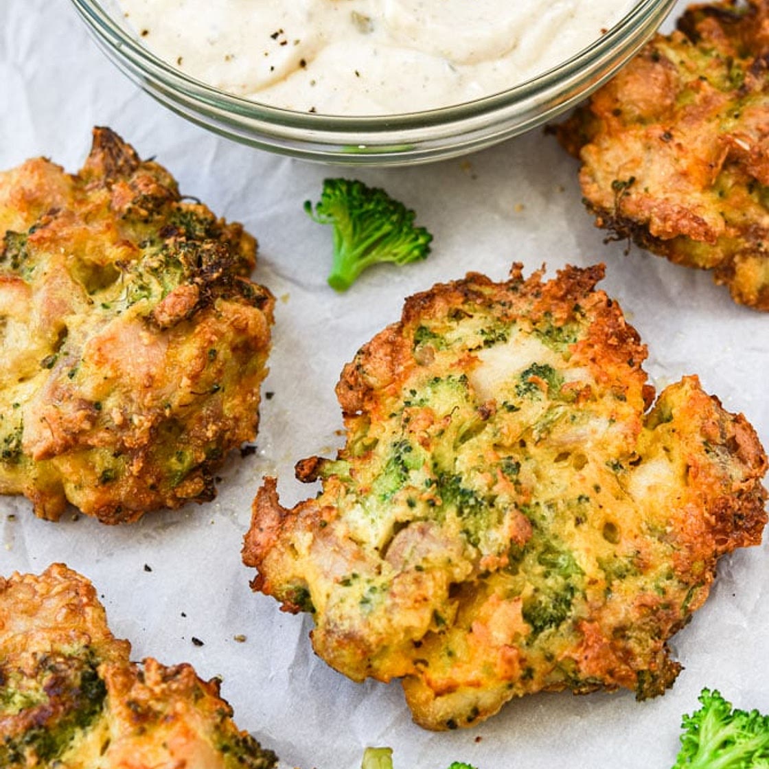 Broccoli Cheddar Chicken Fritters {Air Fryer or Stove Top}