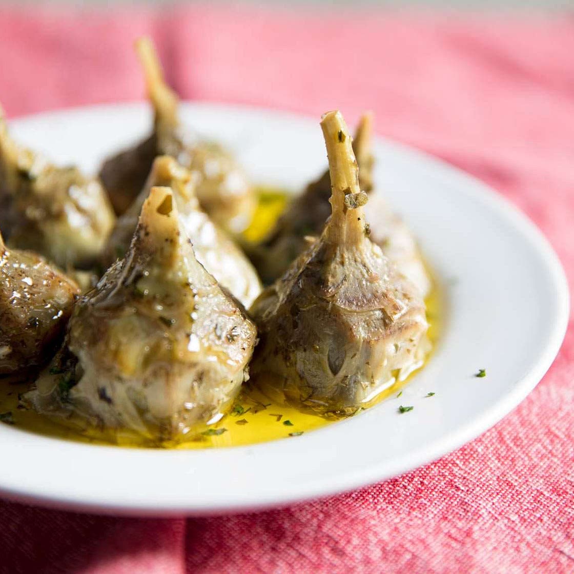 Easy Carciofi alla Romana (Roman Braised Artichoke Hearts)