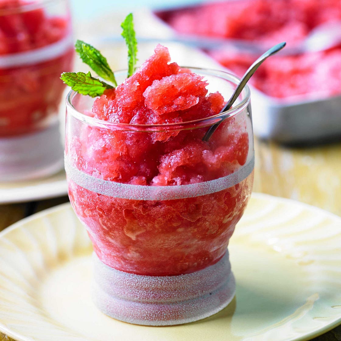 Strawberry & mint granita
