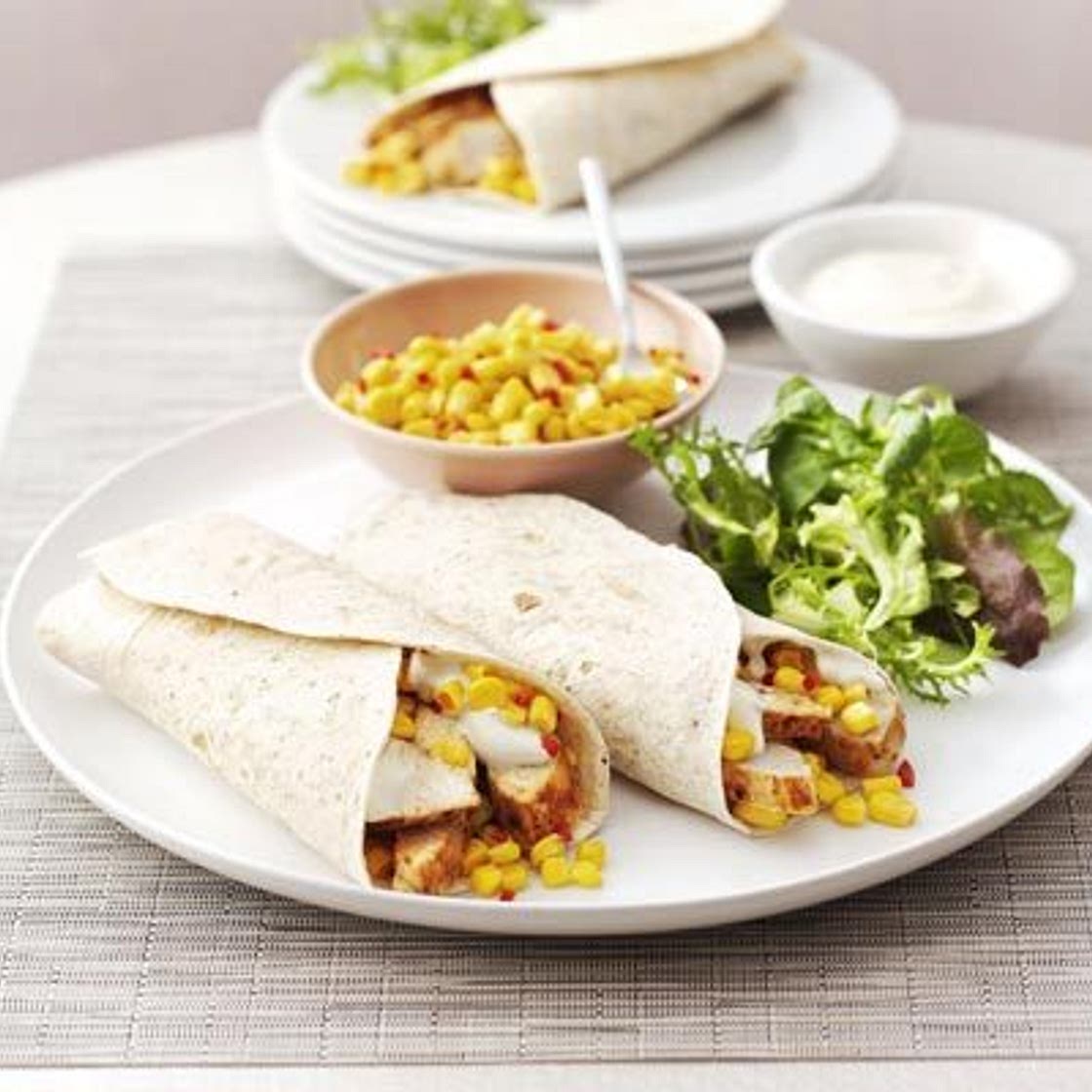 Cajun turkey wraps with sweetcorn salsa