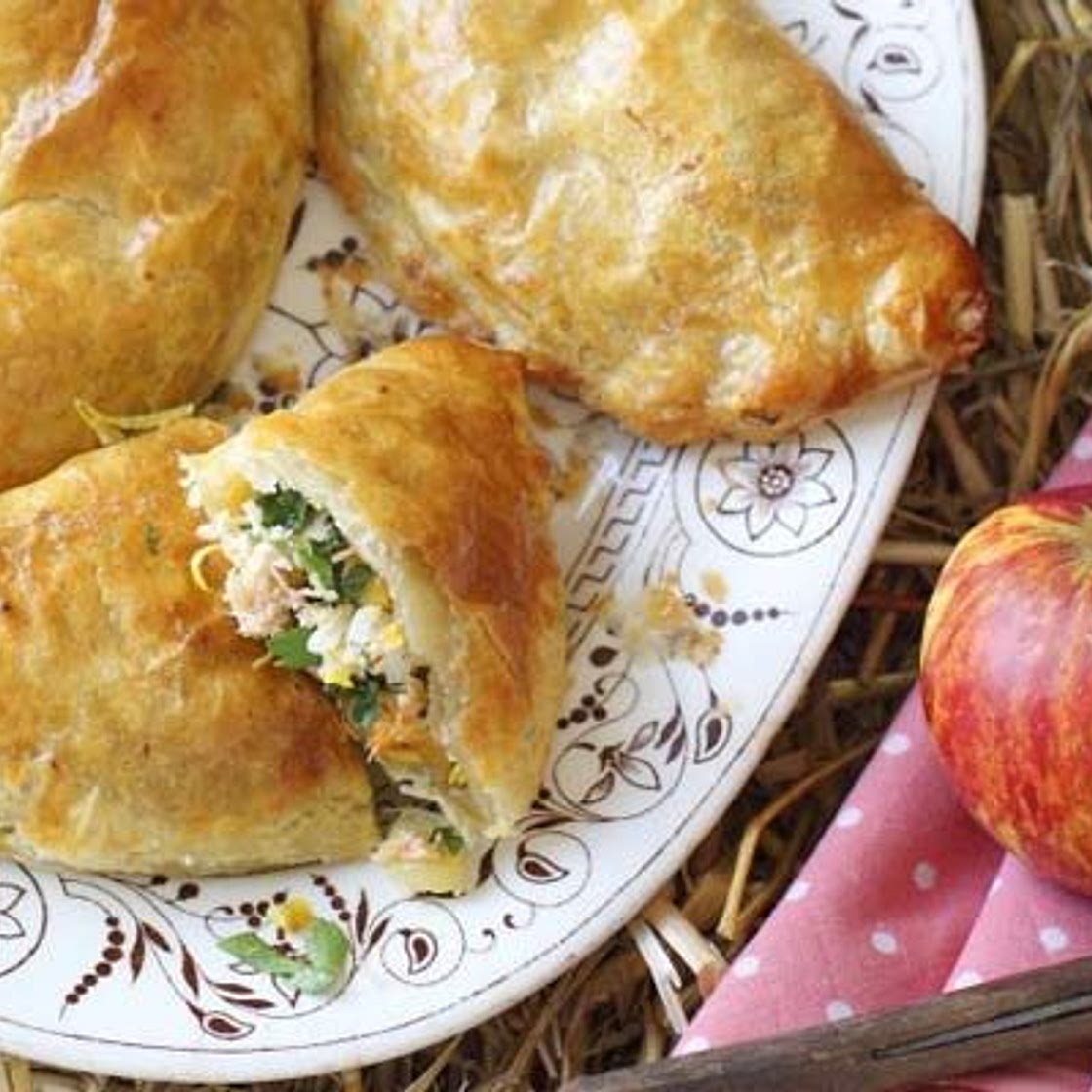 Crab & leek pasties