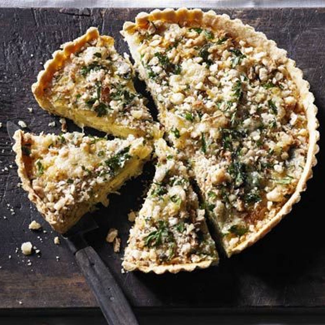 Leek & Caerphilly crumble tart