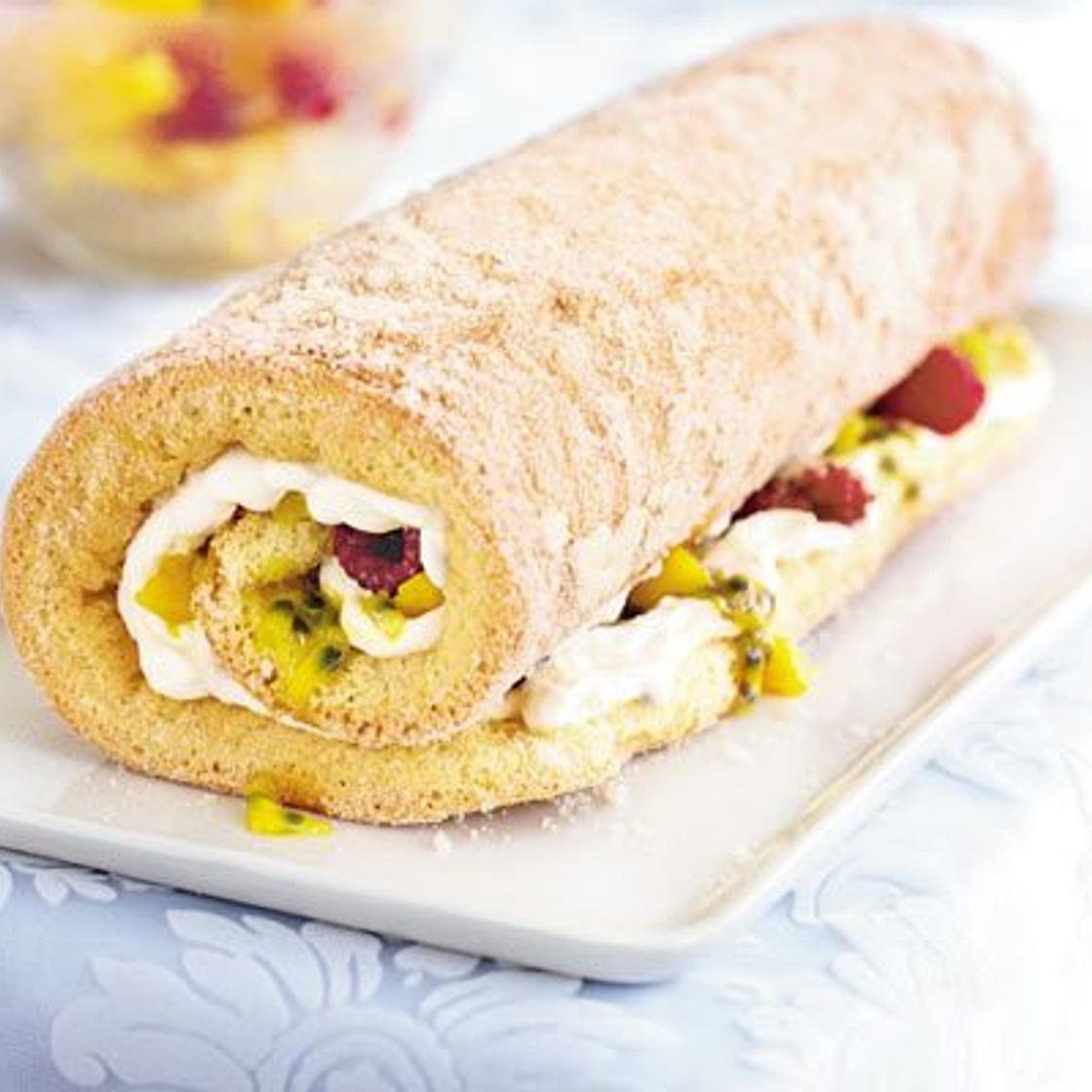 Mango & passion fruit roulade