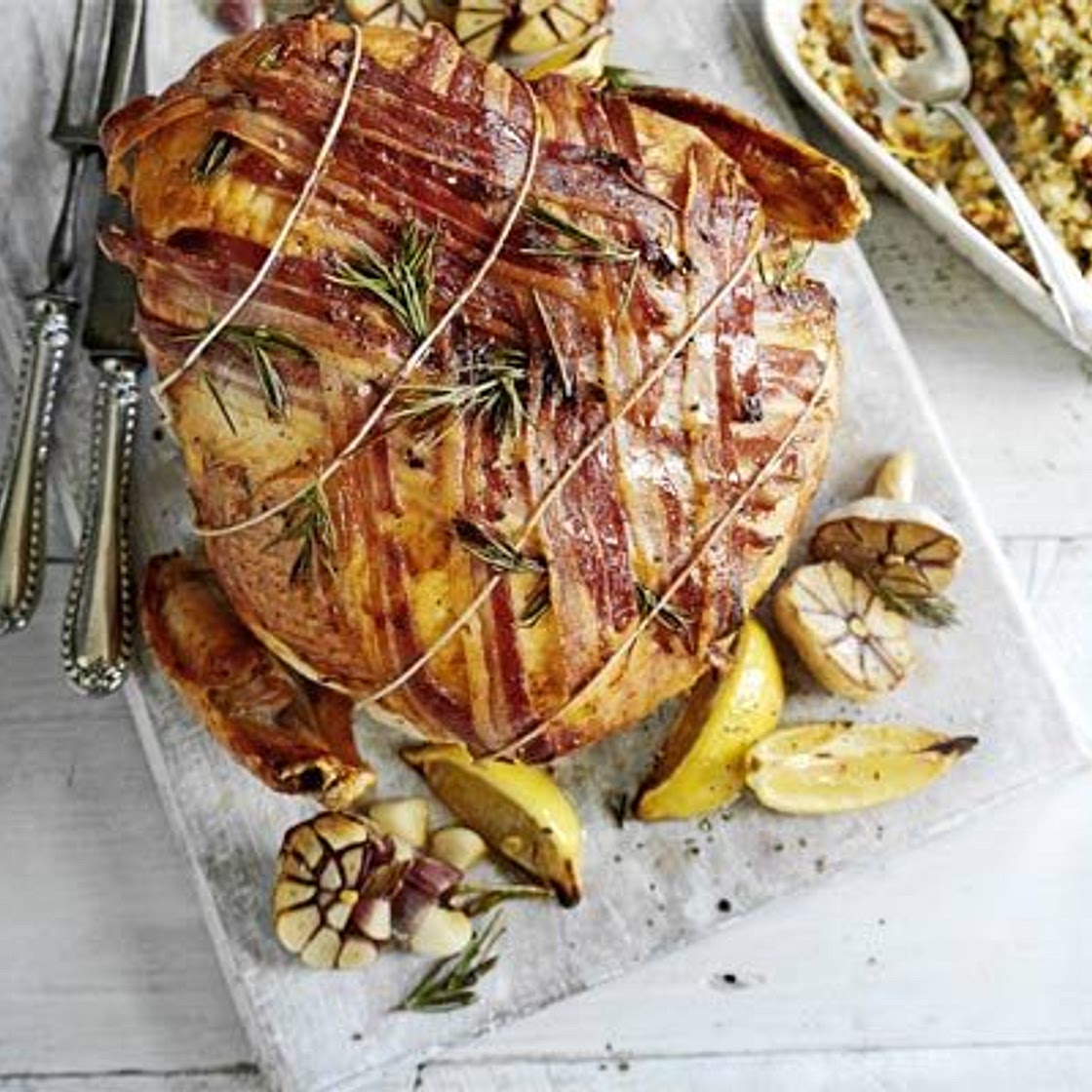 Turkey crown with roast garlic & pancetta