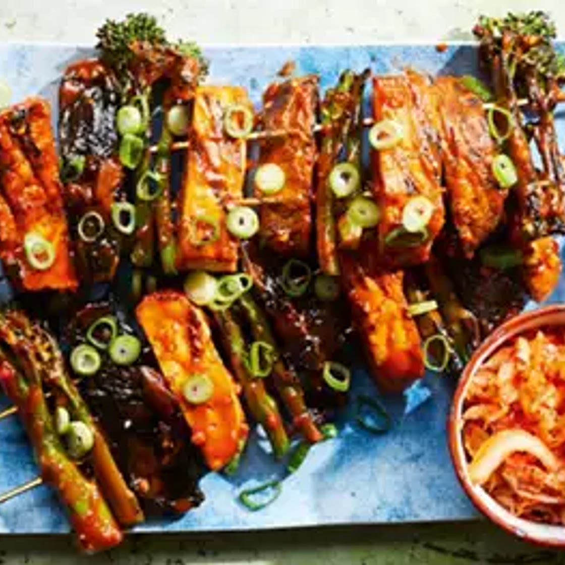 Korean-style mushroom & tofu kebabs