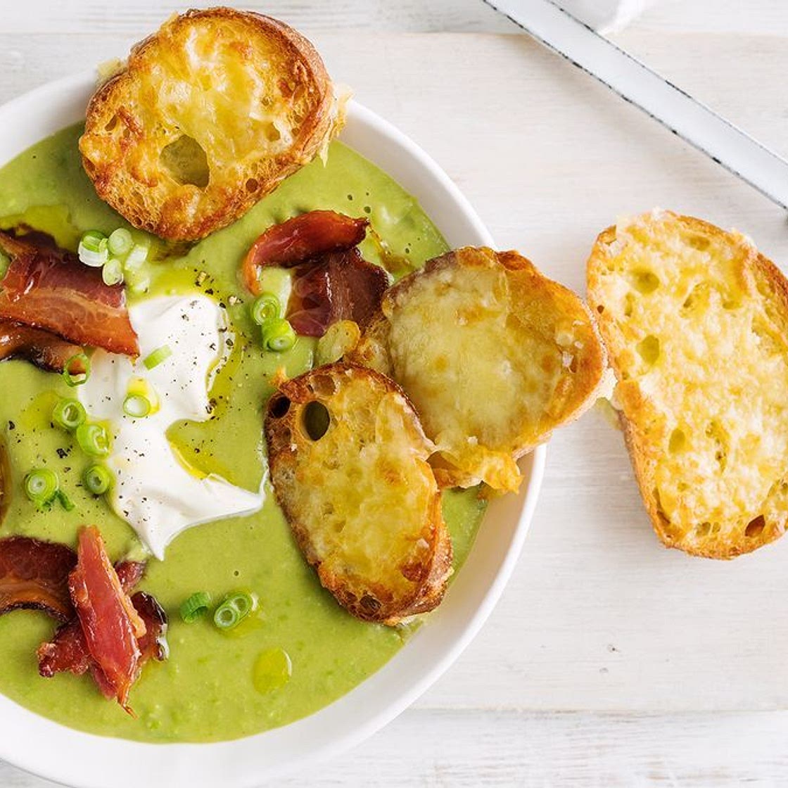 Fully-loaded slow-cooker pea soup