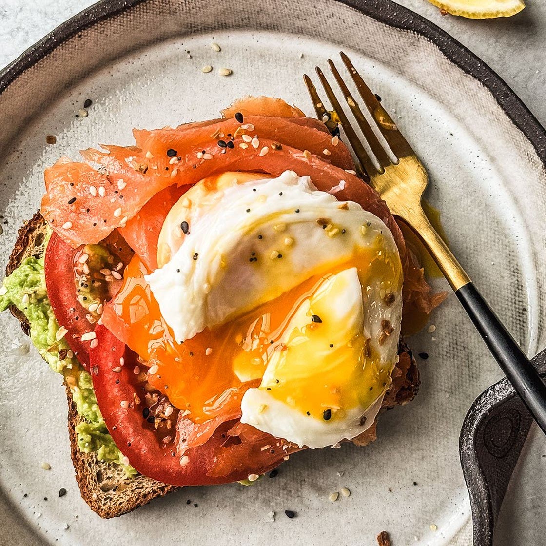 Smoked Salmon Avocado Toast w/ Poached Egg