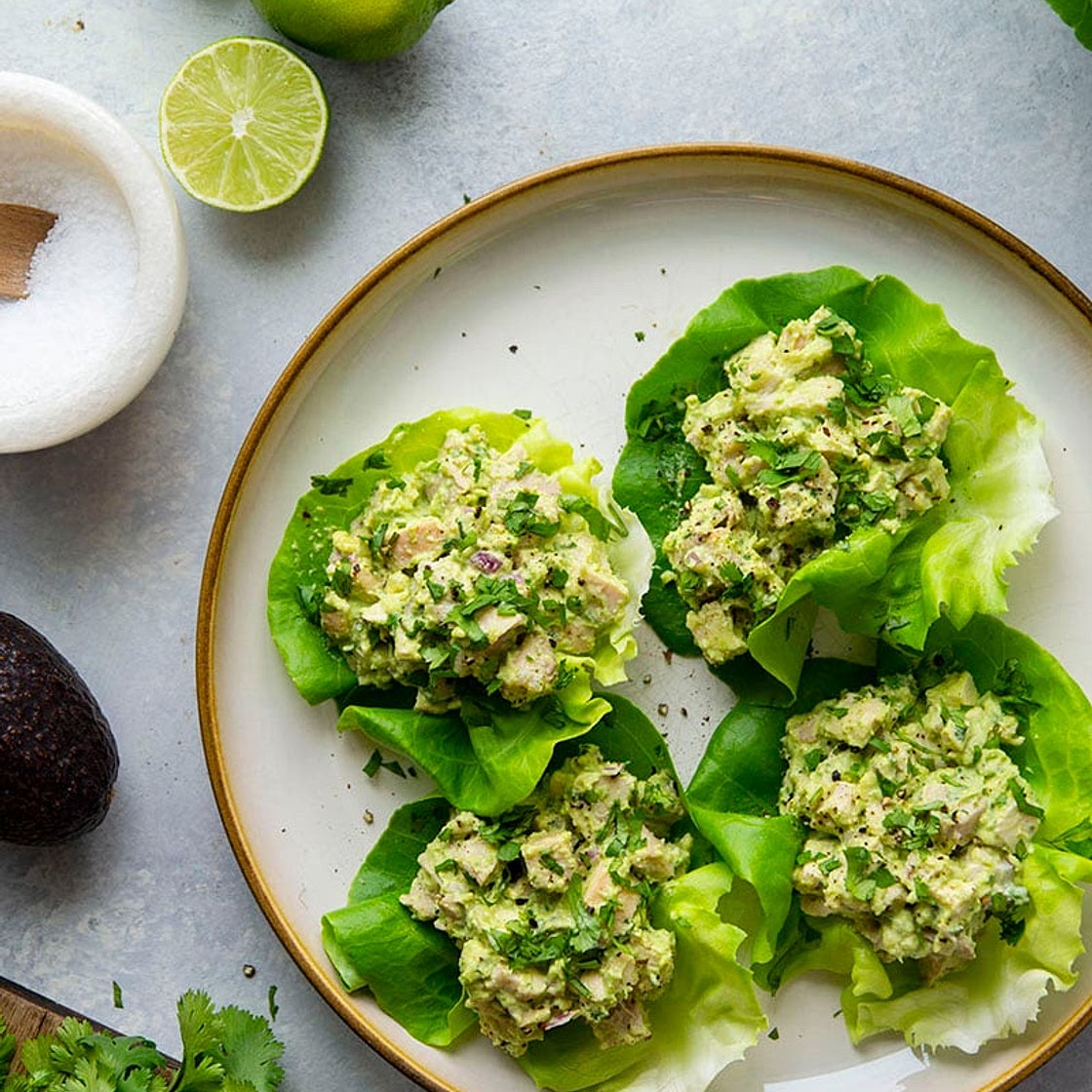 Avocado Chicken Salad Lettuce Wraps