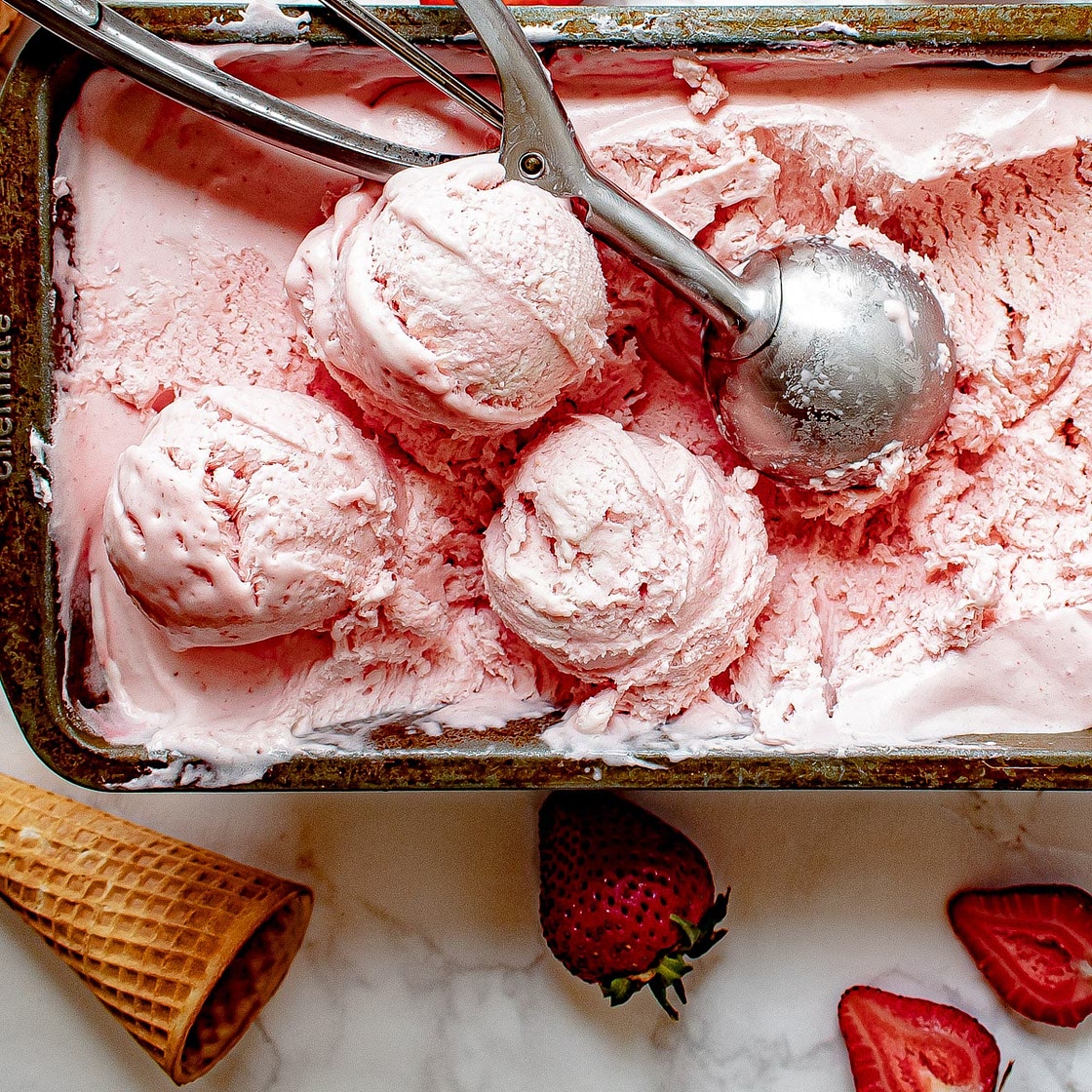 No Churn Strawberry Ice Cream