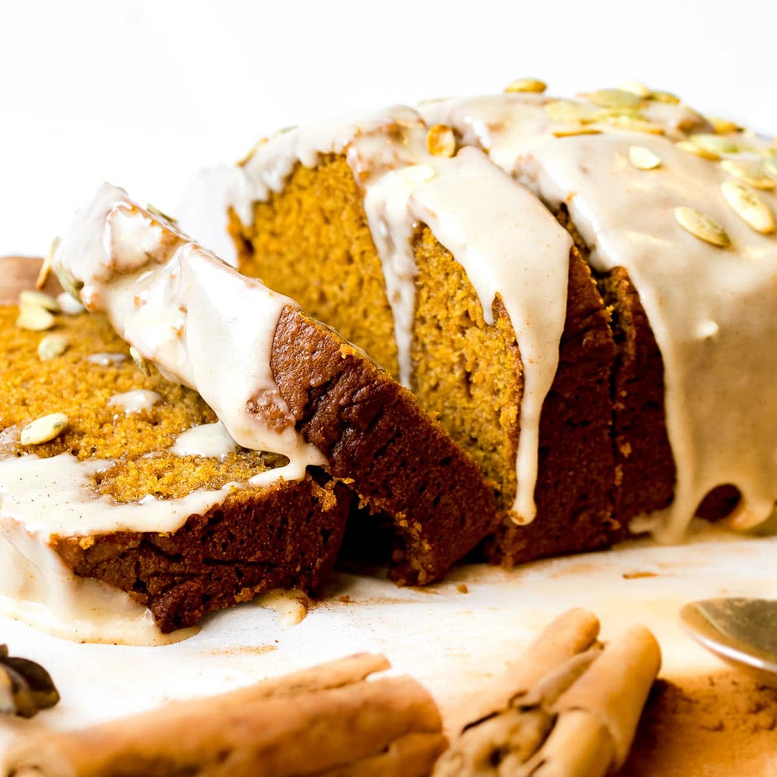 Sour Cream Pumpkin Bread with Maple Brown Butter Glaze