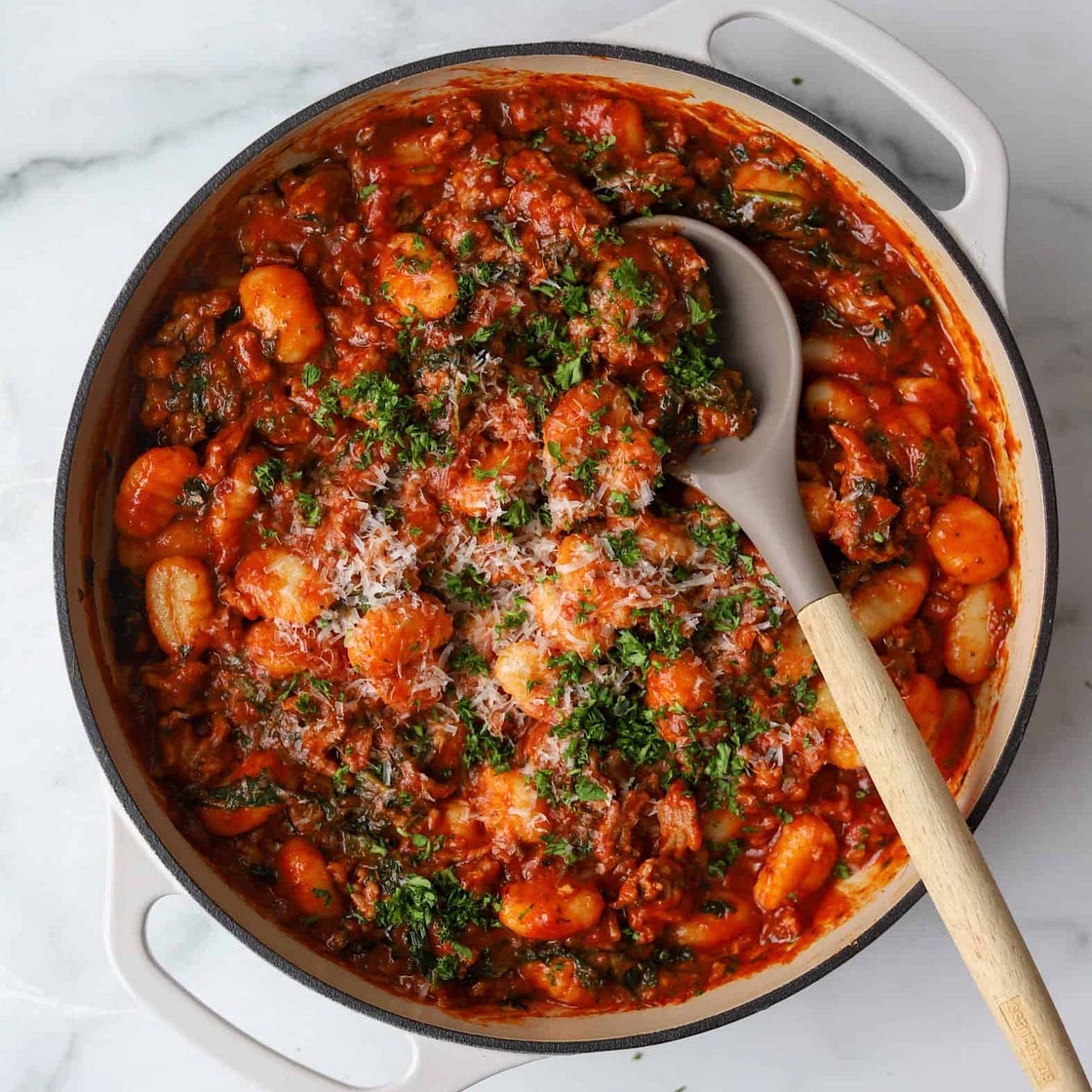 Kale and Sausage Gnocchi Bake
