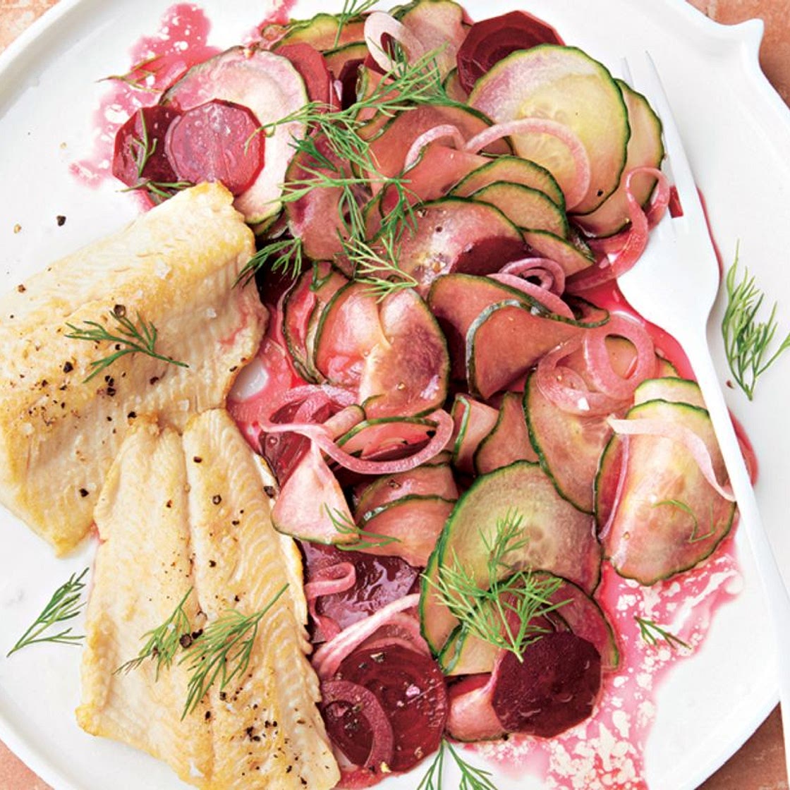 Saibling mit Rote-Bete-Gurken-Salat