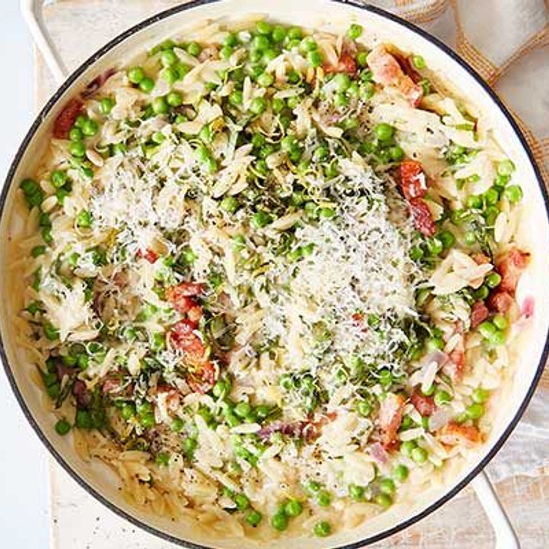 Orzotto with pancetta & peas