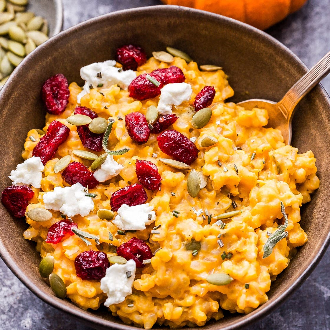 Baked Pumpkin Goat Cheese Risotto